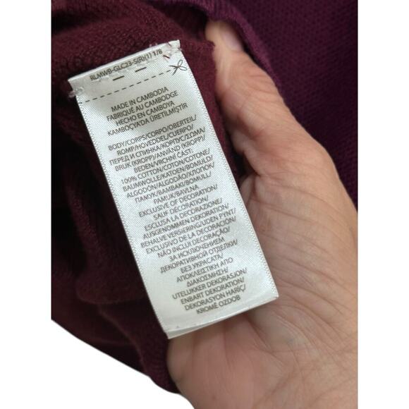 Vintage Polo Ralph Lauren Men's Burgundy 100% Cotton Crew Neck Sweater Size M - Picture 4 of 4